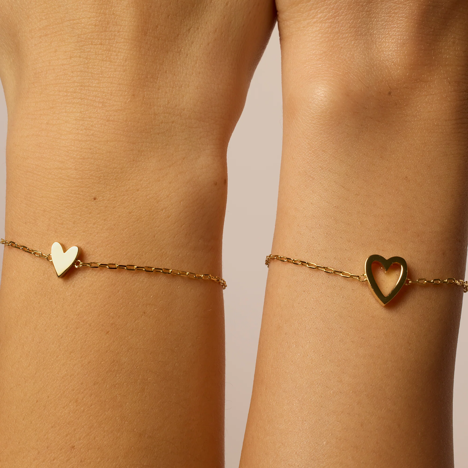 Deus® Pulseras Corazón Compartido de Oro 14K