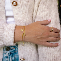 Deus® Pulseras Corazón Compartido de Oro 14K